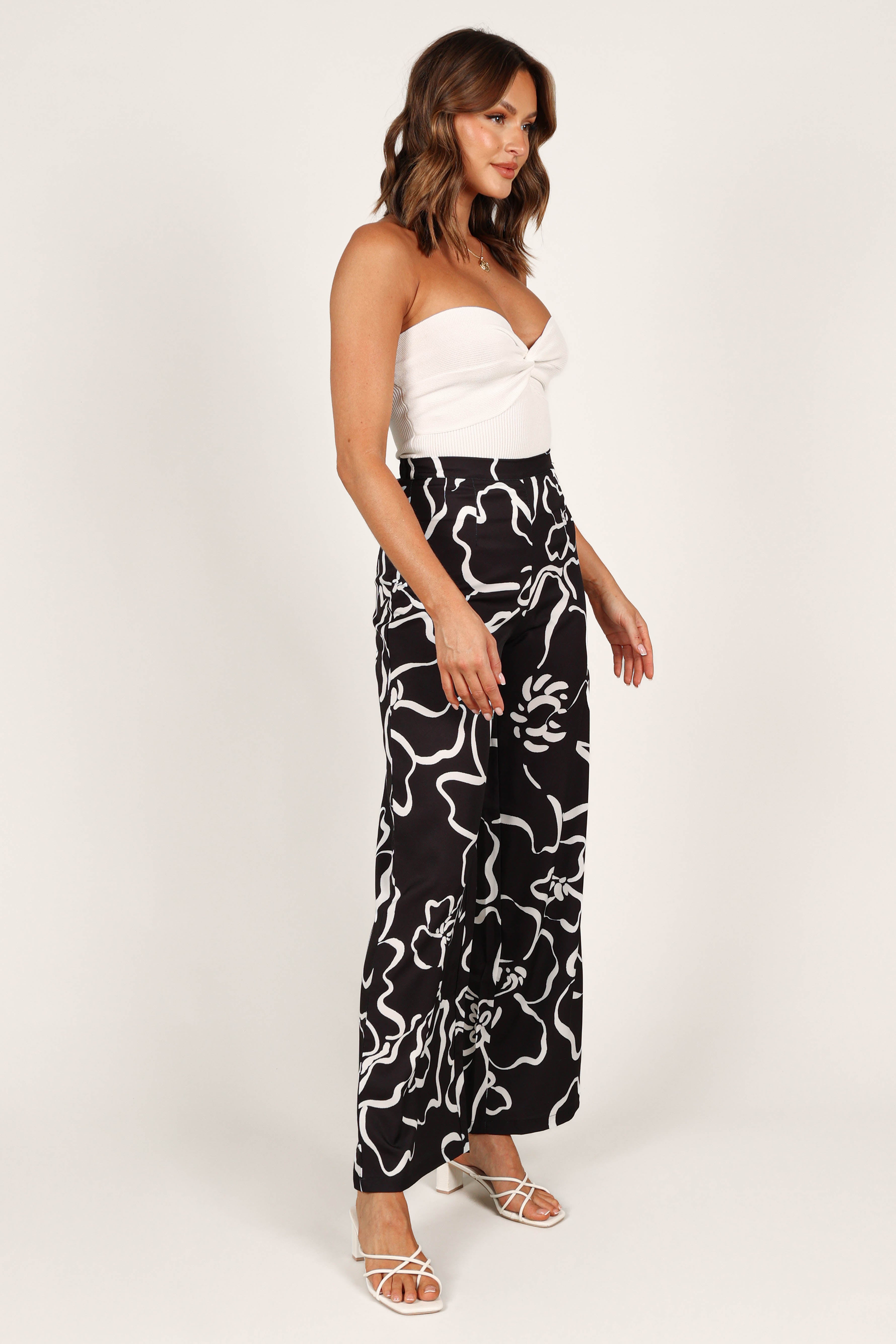 York Pant - White Black Floral