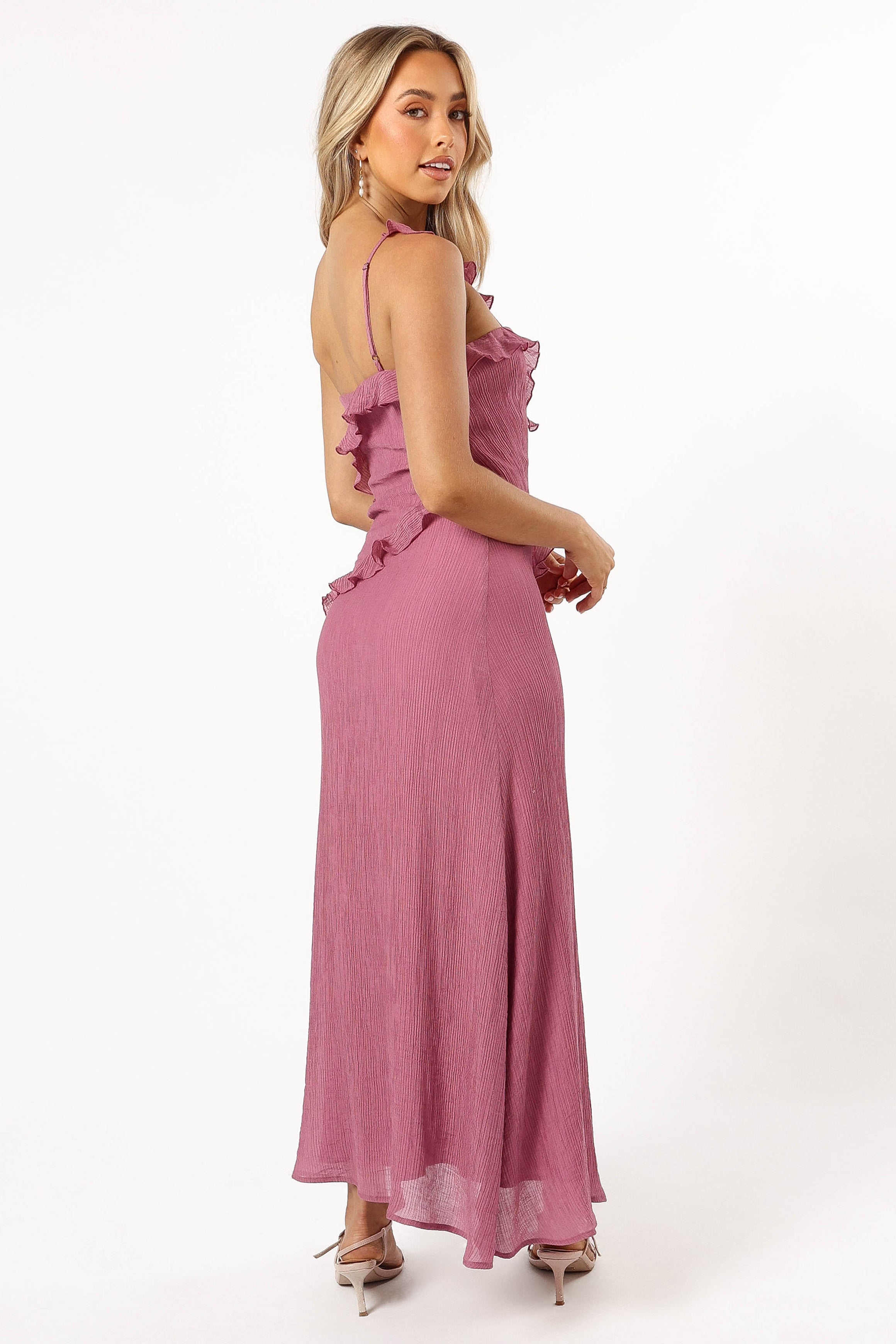 Ainslee One Shoulder Maxi Dress - Pink