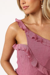 Ainslee One Shoulder Maxi Dress - Pink