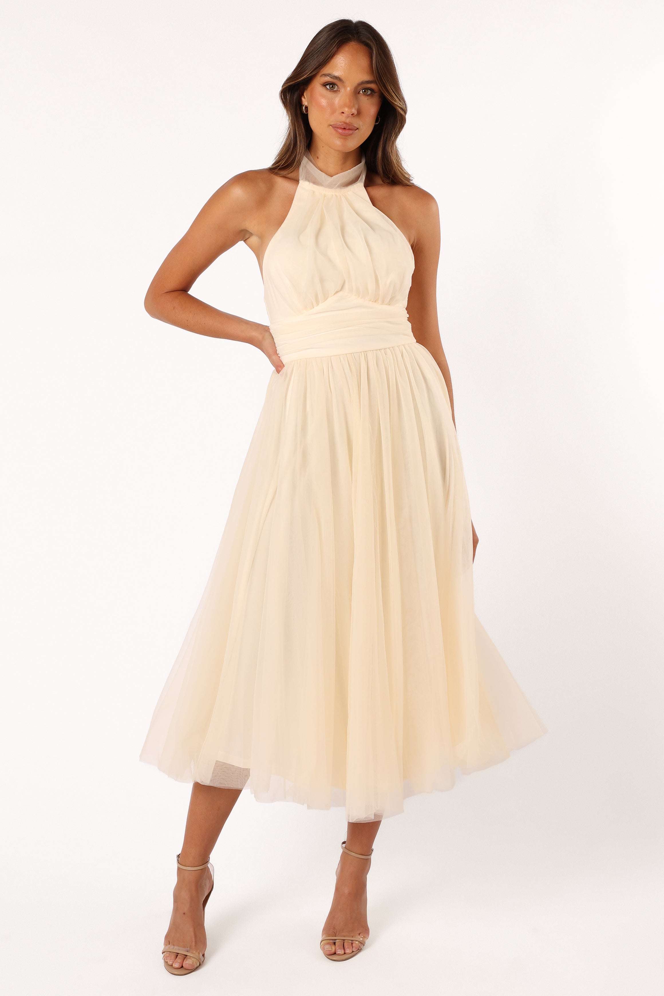 Aletta Halterneck Midi Dress - Cream