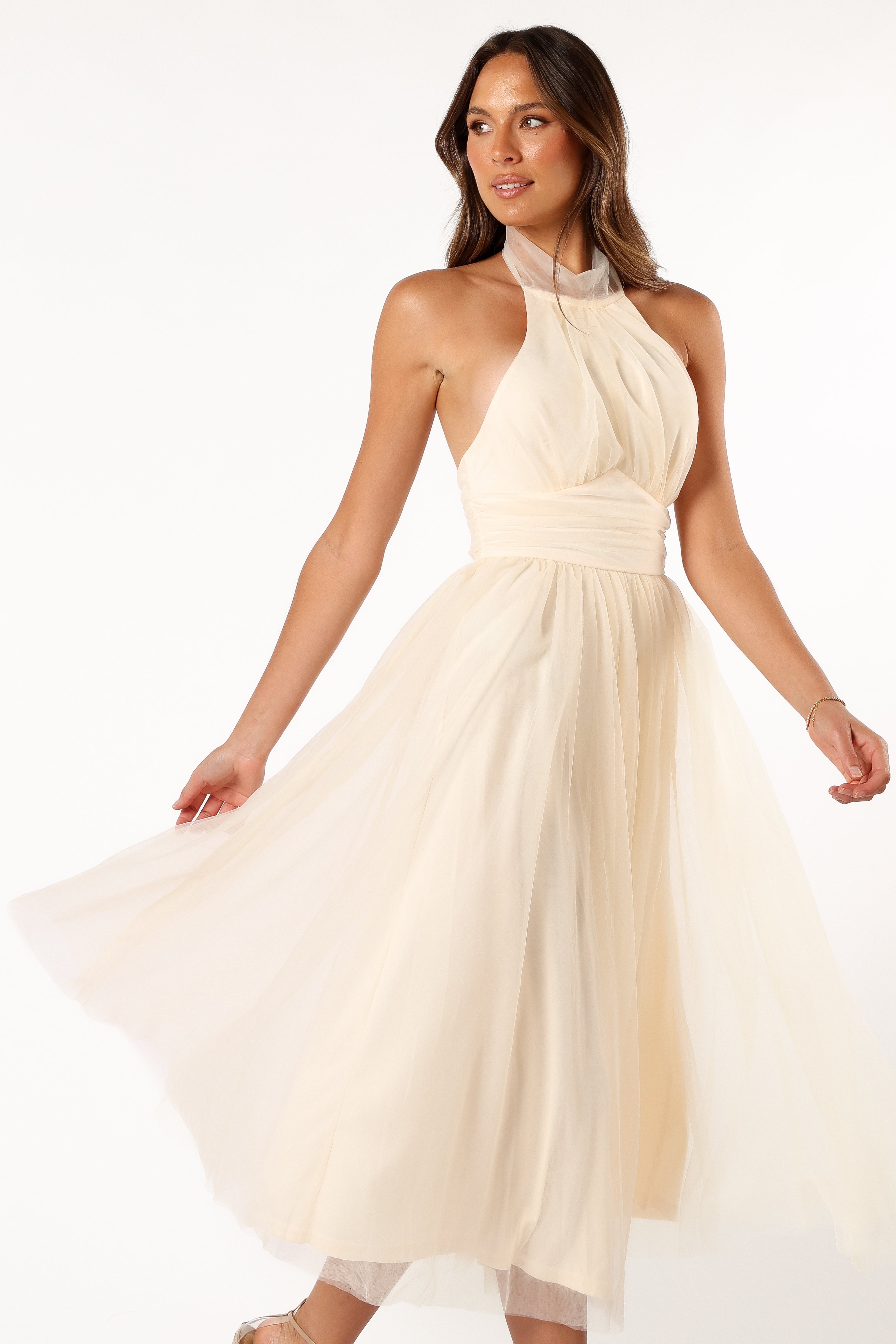 Aletta Halterneck Midi Dress - Cream