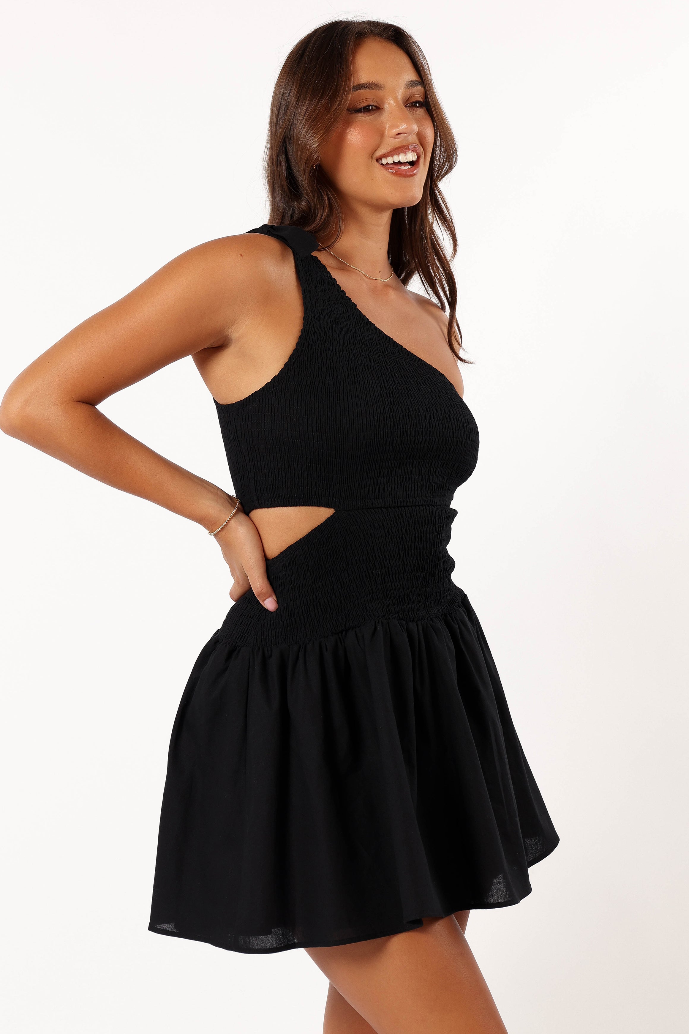 Allison One Shoulder Mini Dress - Black
