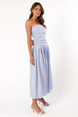 Avalee Strapless Maxi Dress - Blue Stripe