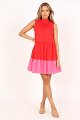 Bradshaw Tiered Mini Dress - Red/Pink