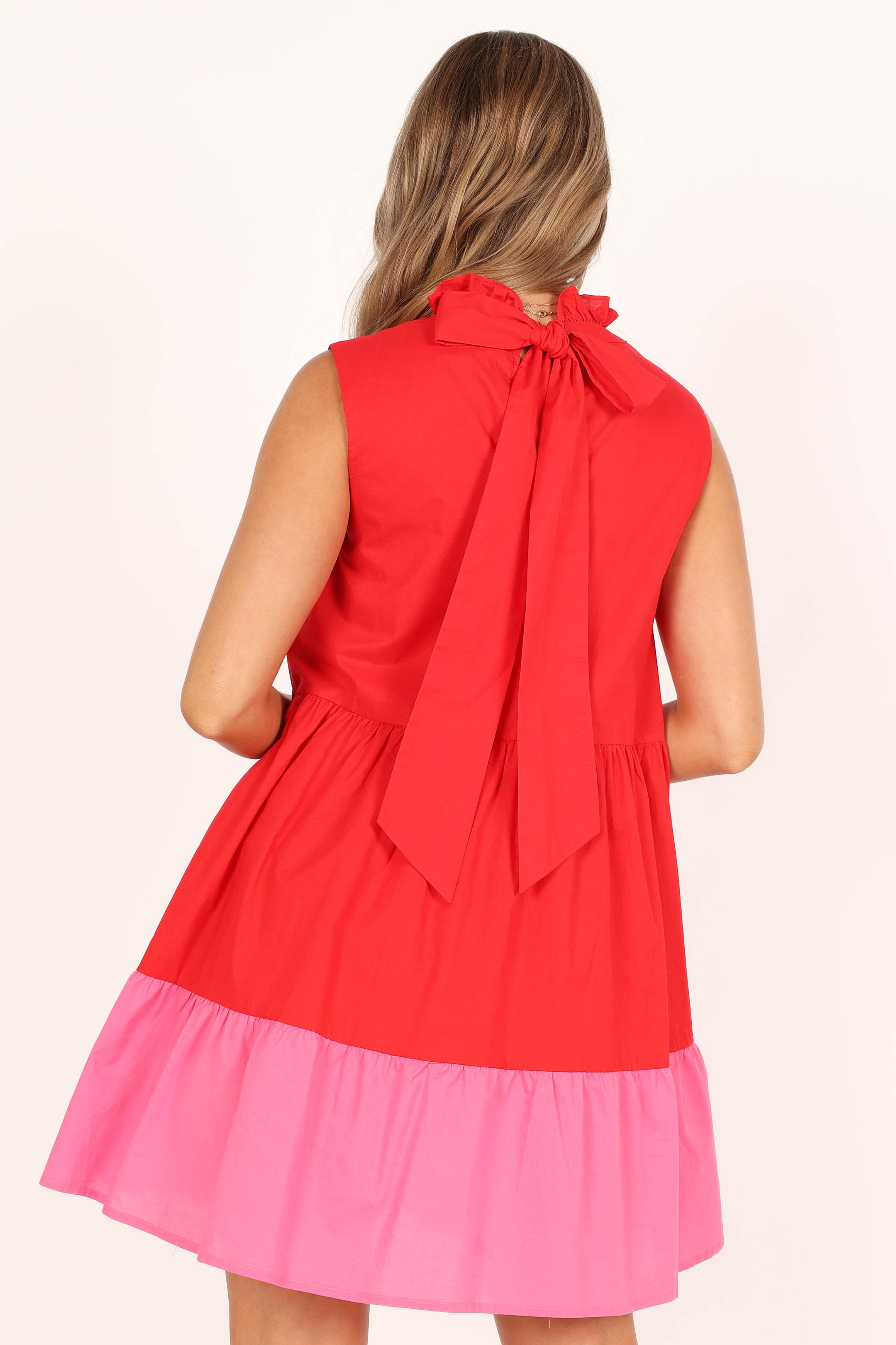 Bradshaw Tiered Mini Dress - Red/Pink