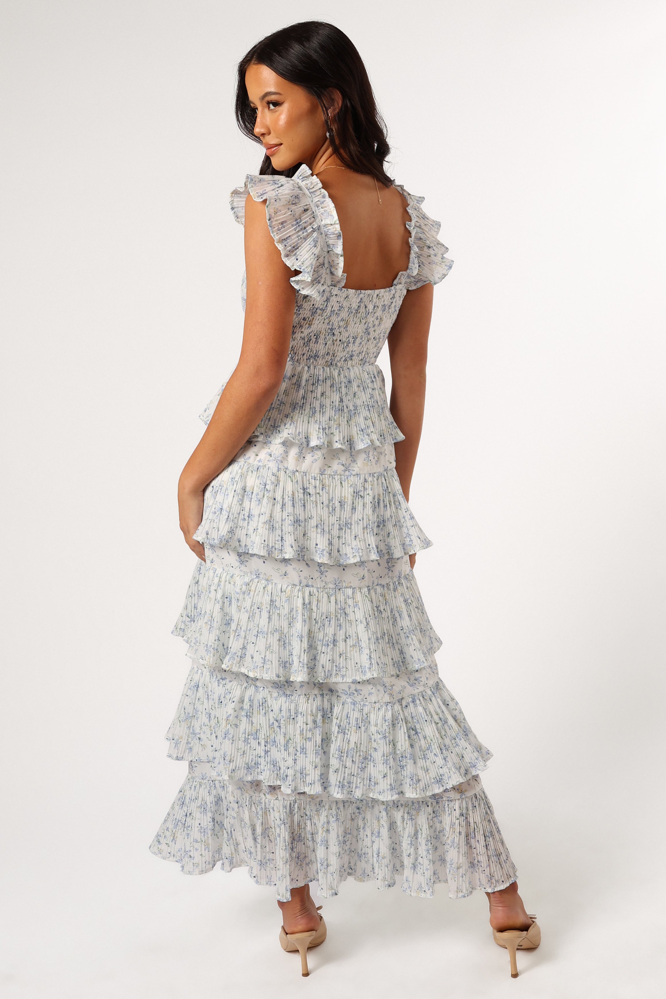 Cayson Midi Ruffle Dress - Cream Lavender