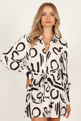 Cosmo Wrap Mini Dress - White/Black