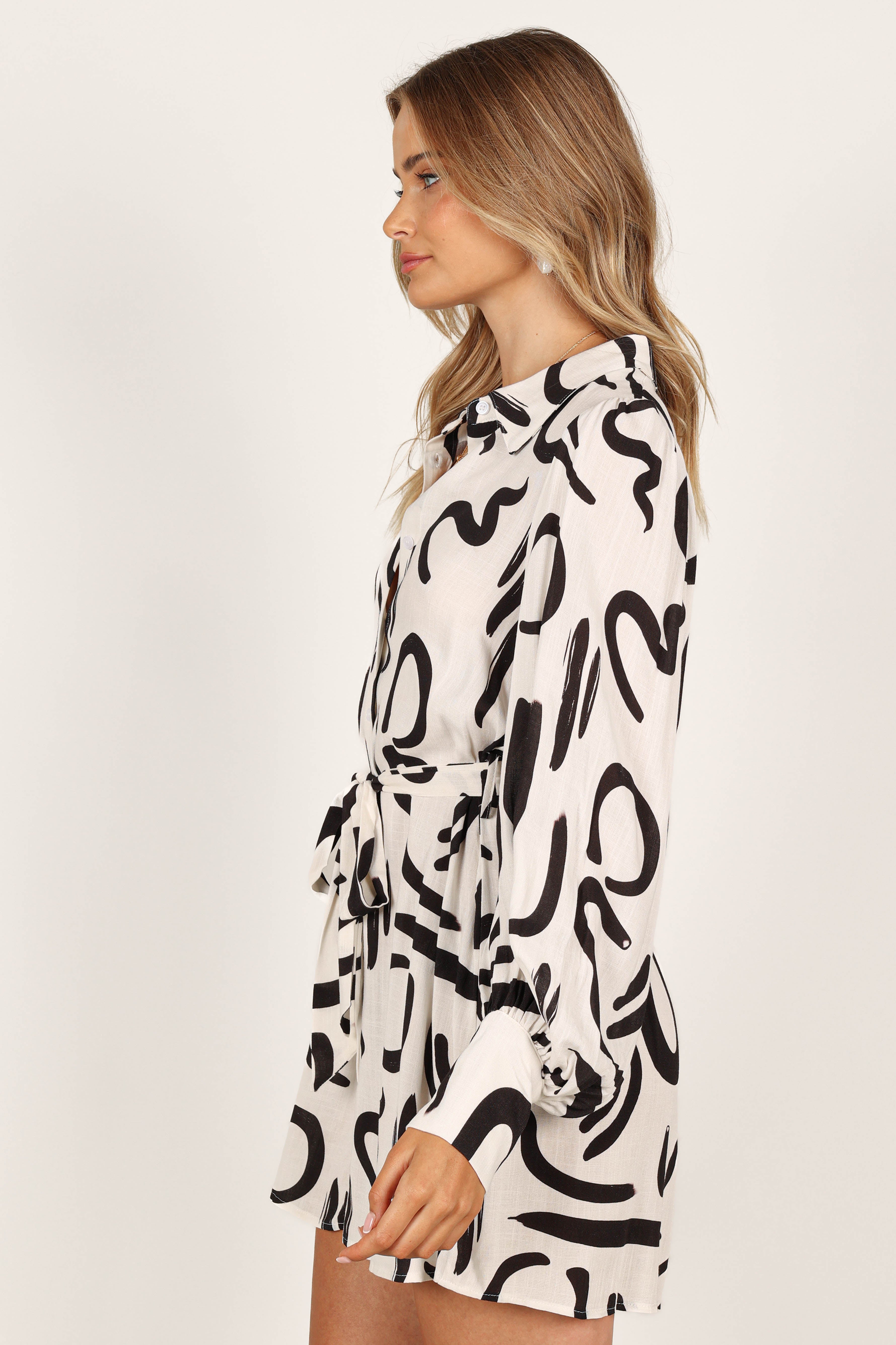 Cosmo Wrap Mini Dress - White/Black