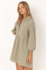 Criselle Long Sleeve Mini Dress - Khaki