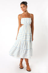 Evelin Midi Dress - Blue Stripe