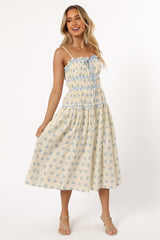Felicity Midi Dress - Ivory Blue