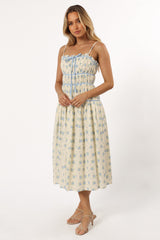 Felicity Midi Dress - Ivory Blue