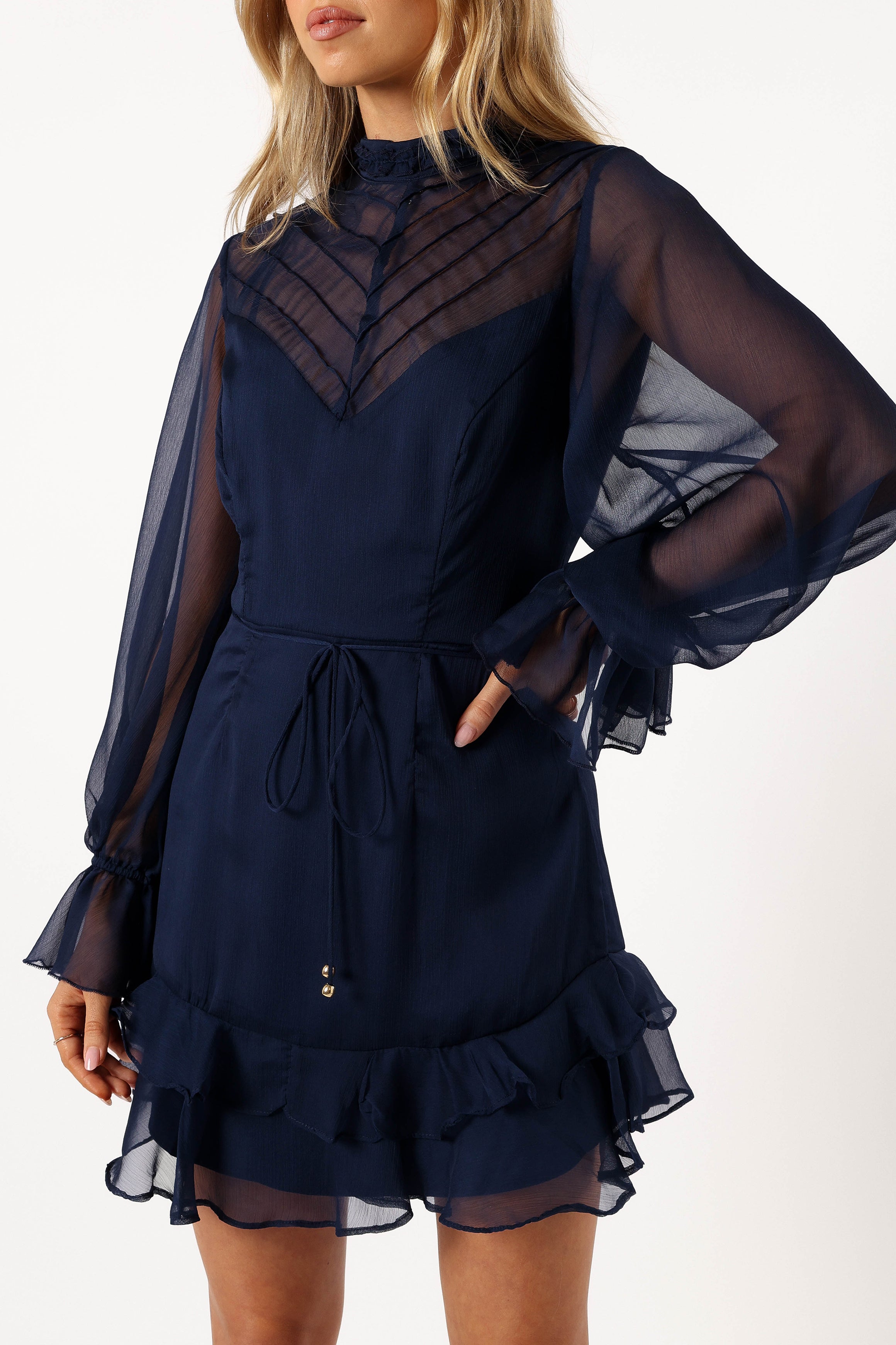 Felix Long Sleeve Mini Dress - Navy