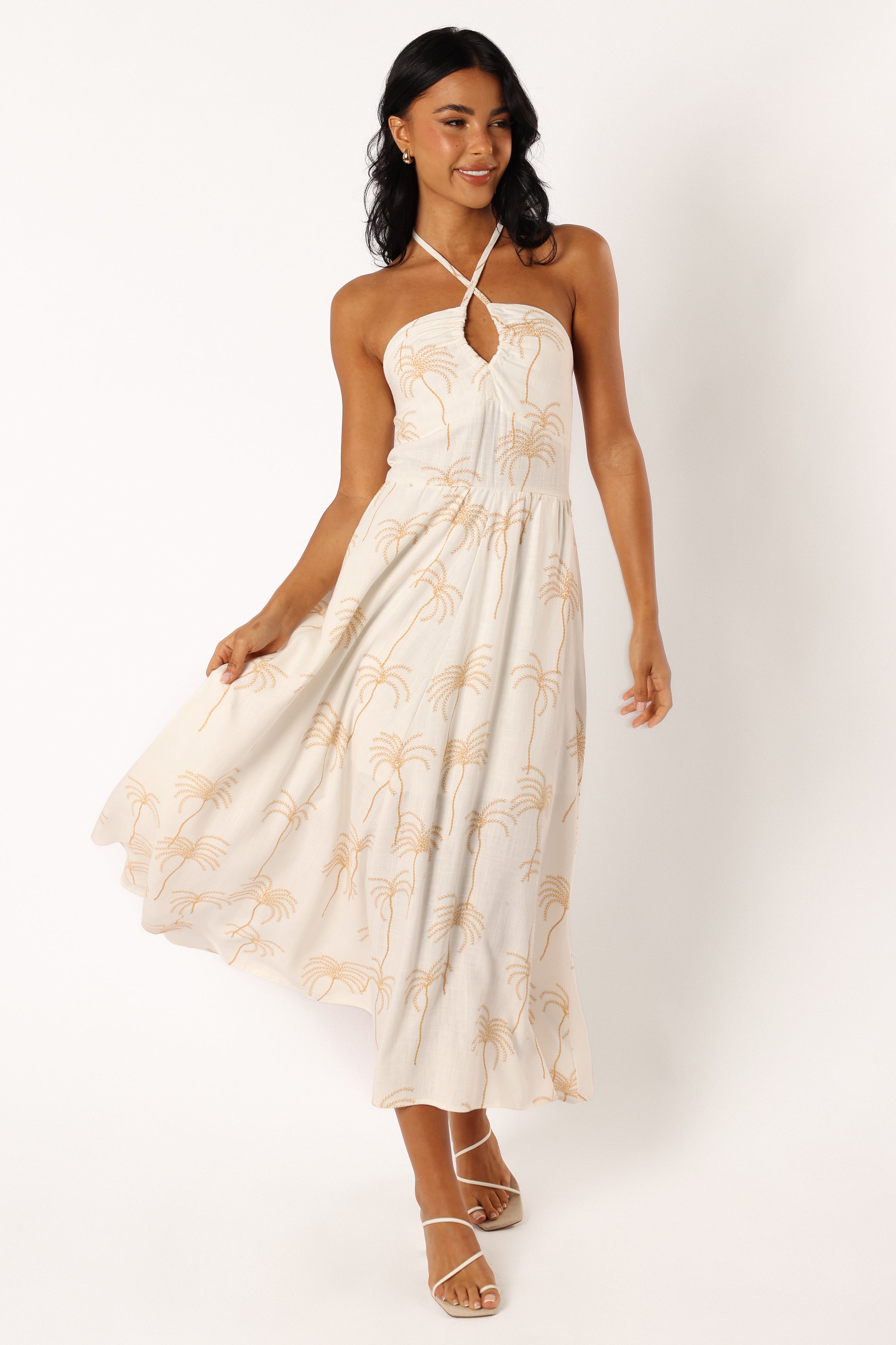 Granger Halterneck Midi Dress - White Print