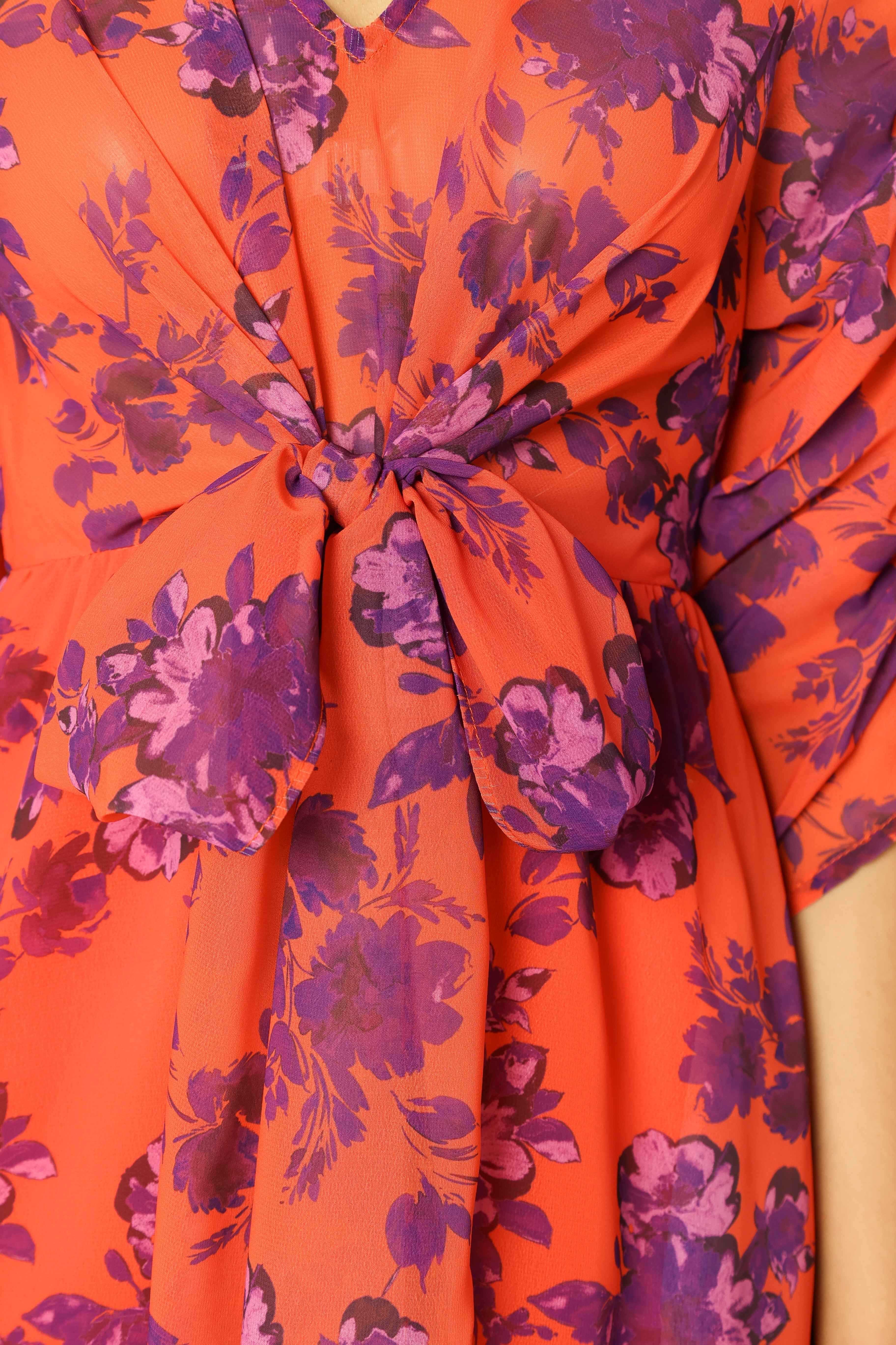 Hallie Midi Floral Dress - Red Wine