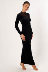 Jessica Long Sleeve Maxi Dress - Black