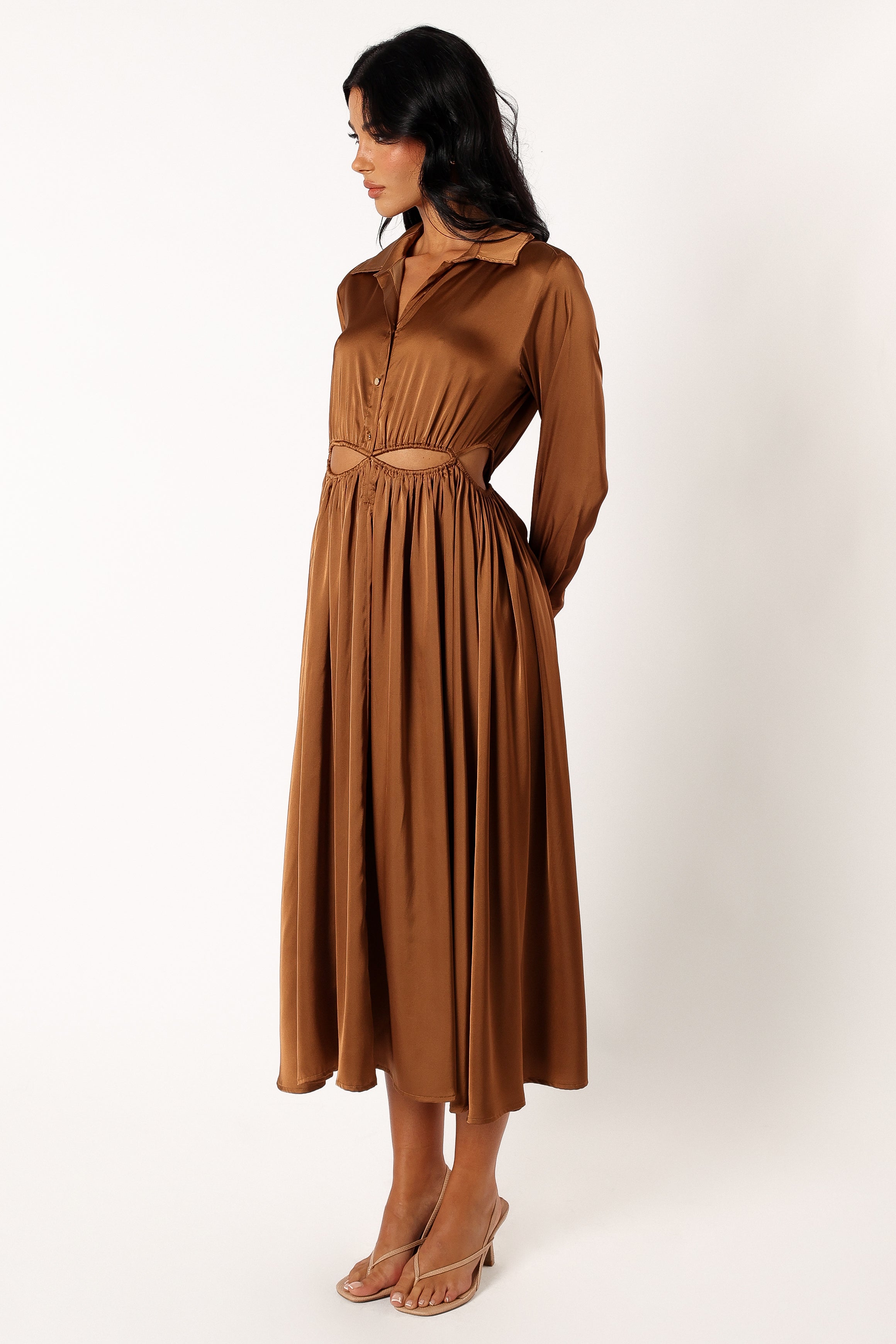 Jett Long Sleeve Midi Dress - Bronze