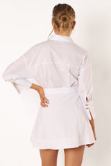 Julia Belted Mini Dress - White