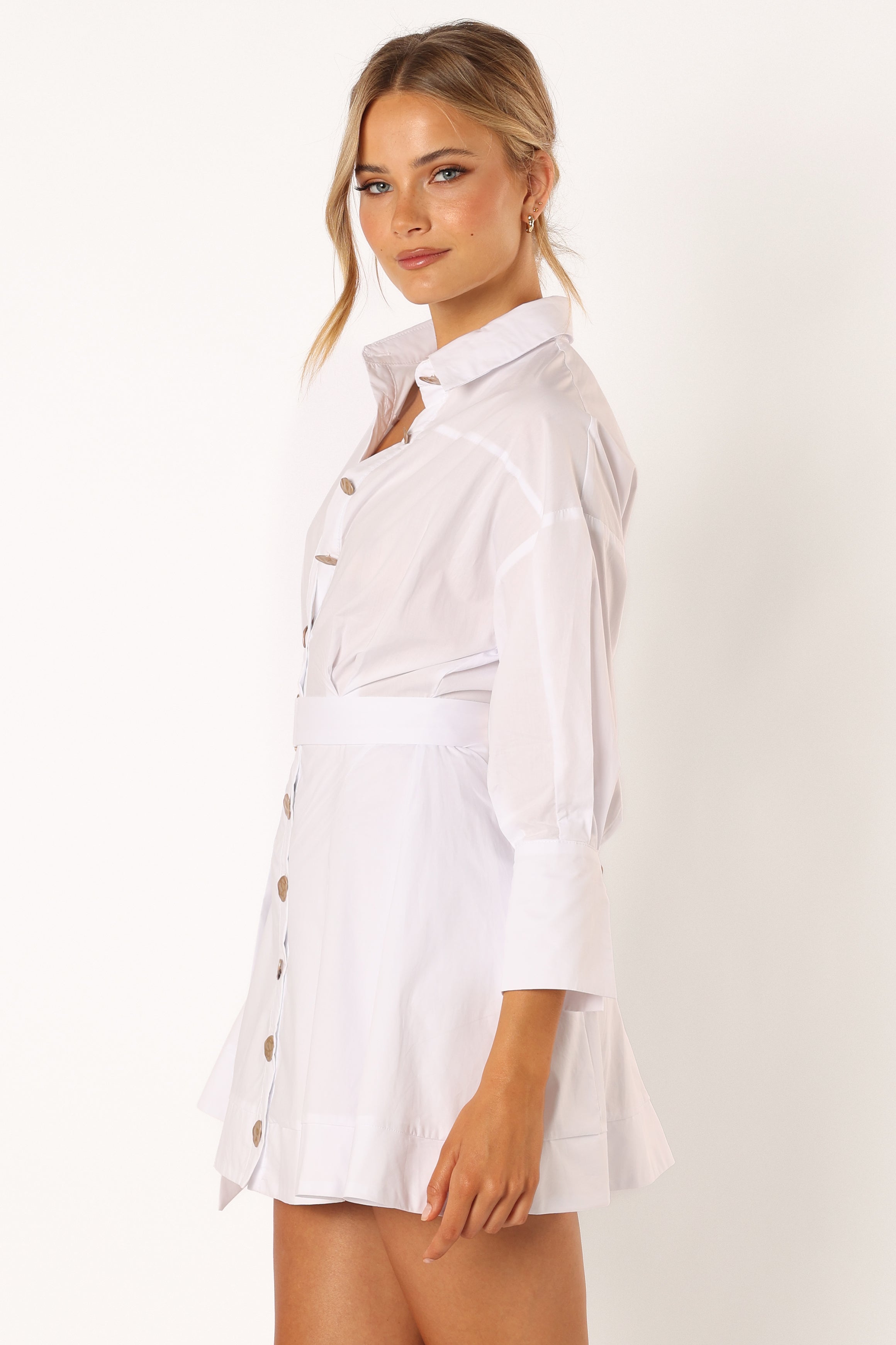 Julia Belted Mini Dress - White