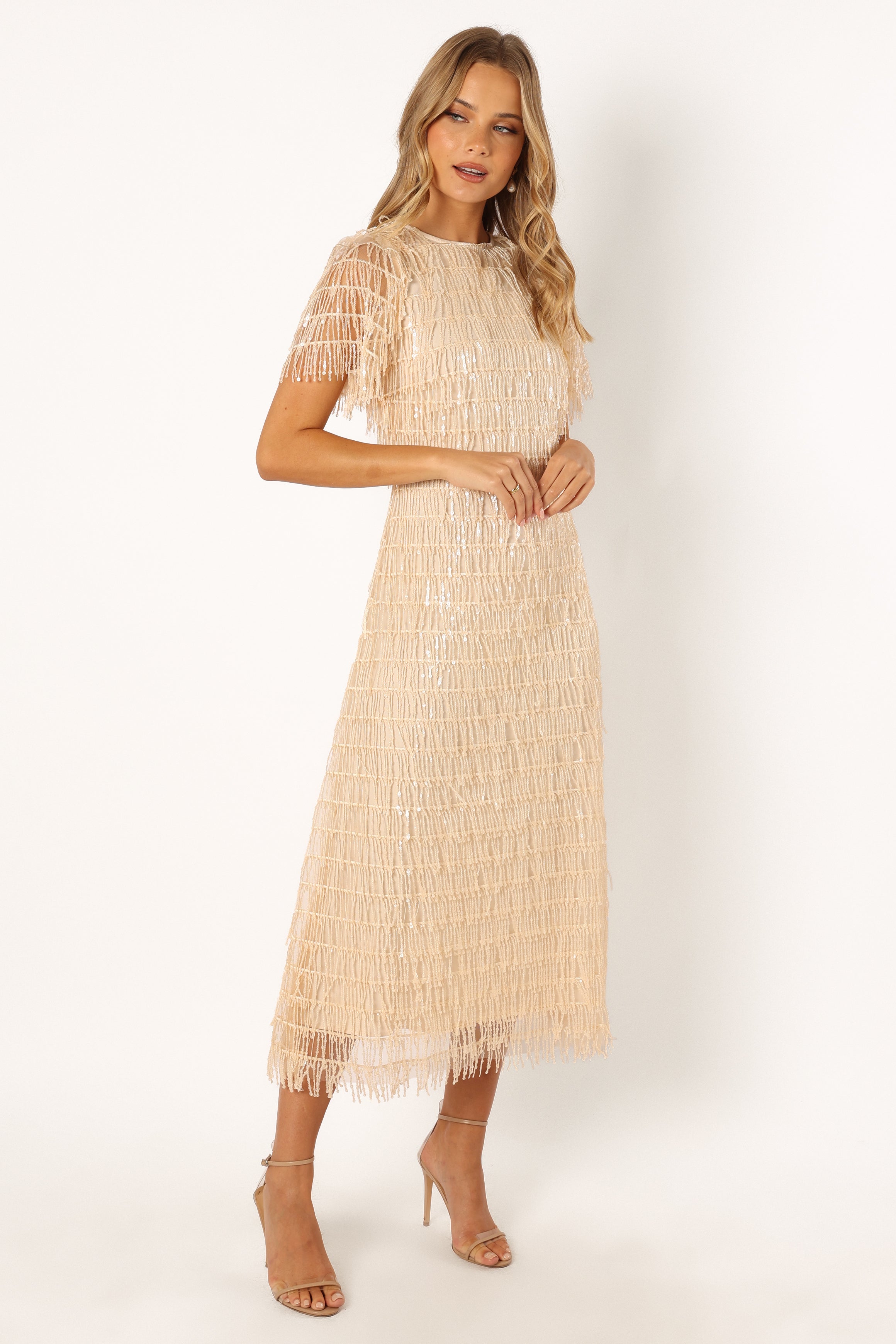 Kala Textured Maxi Dress - Beige