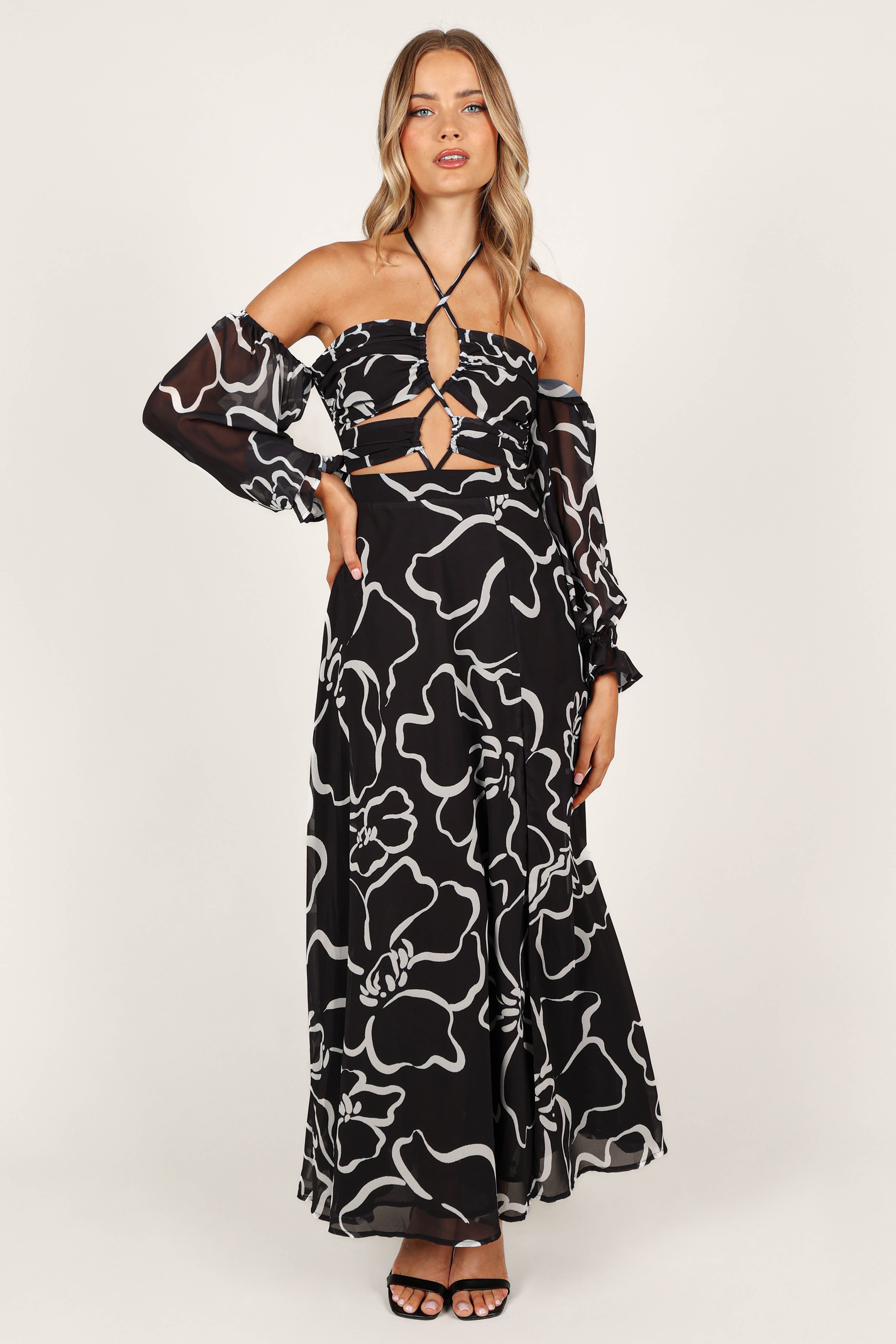 Karma Maxi Dress - White/Black Floral