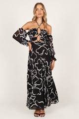 Karma Maxi Dress - White/Black Floral
