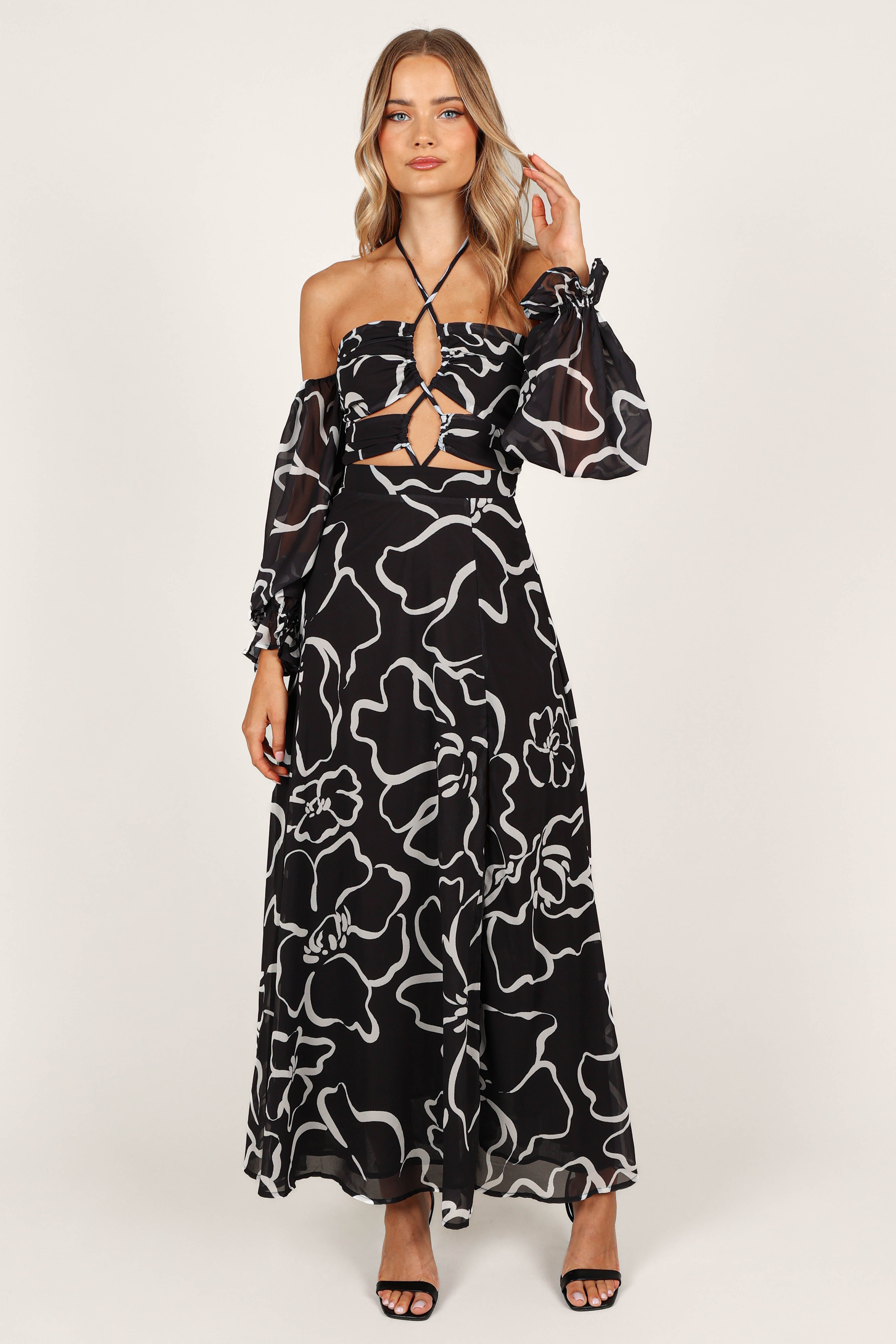 Karma Maxi Dress - White/Black Floral