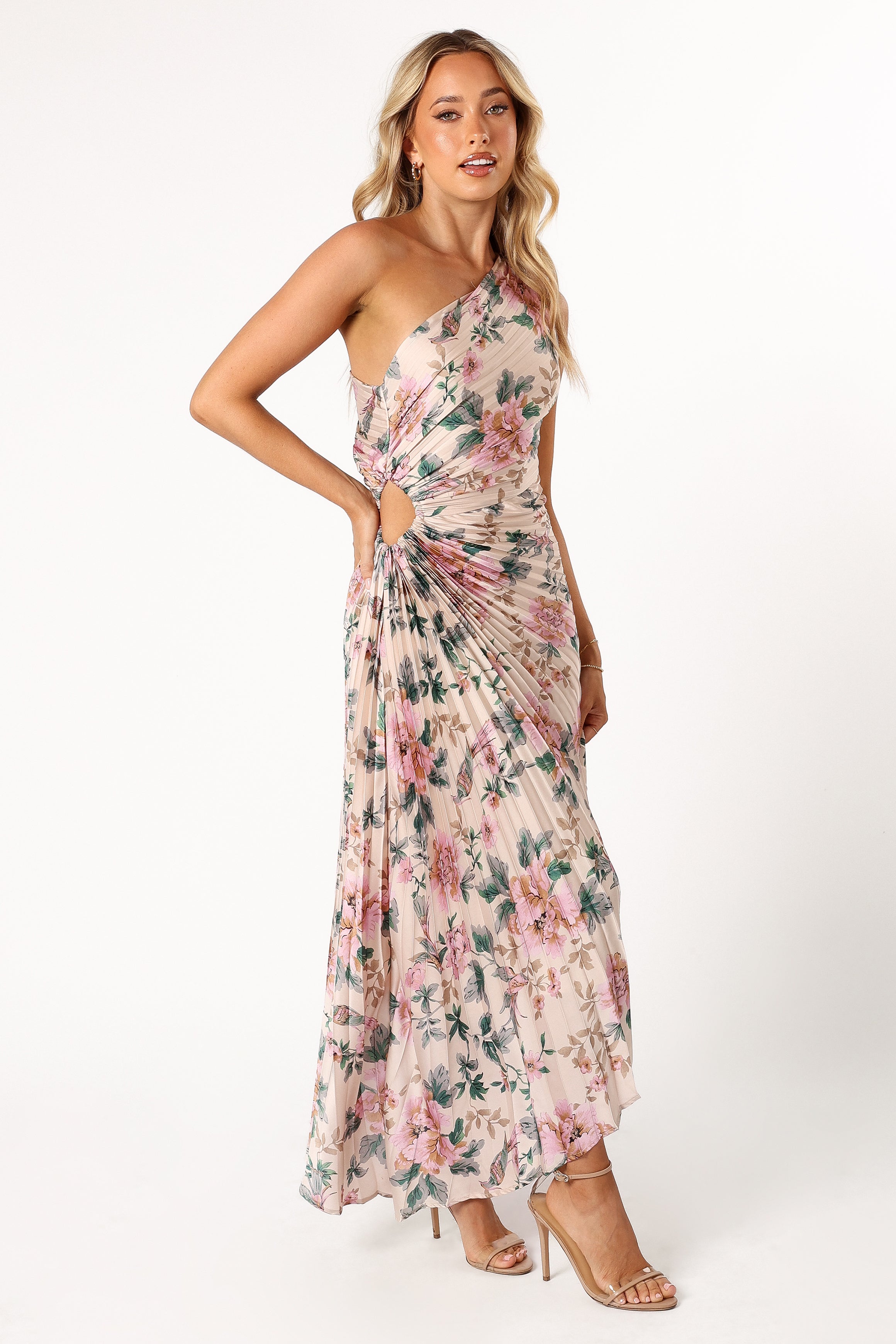 Kleo One Shoulder Maxi Dress - Pink Floral