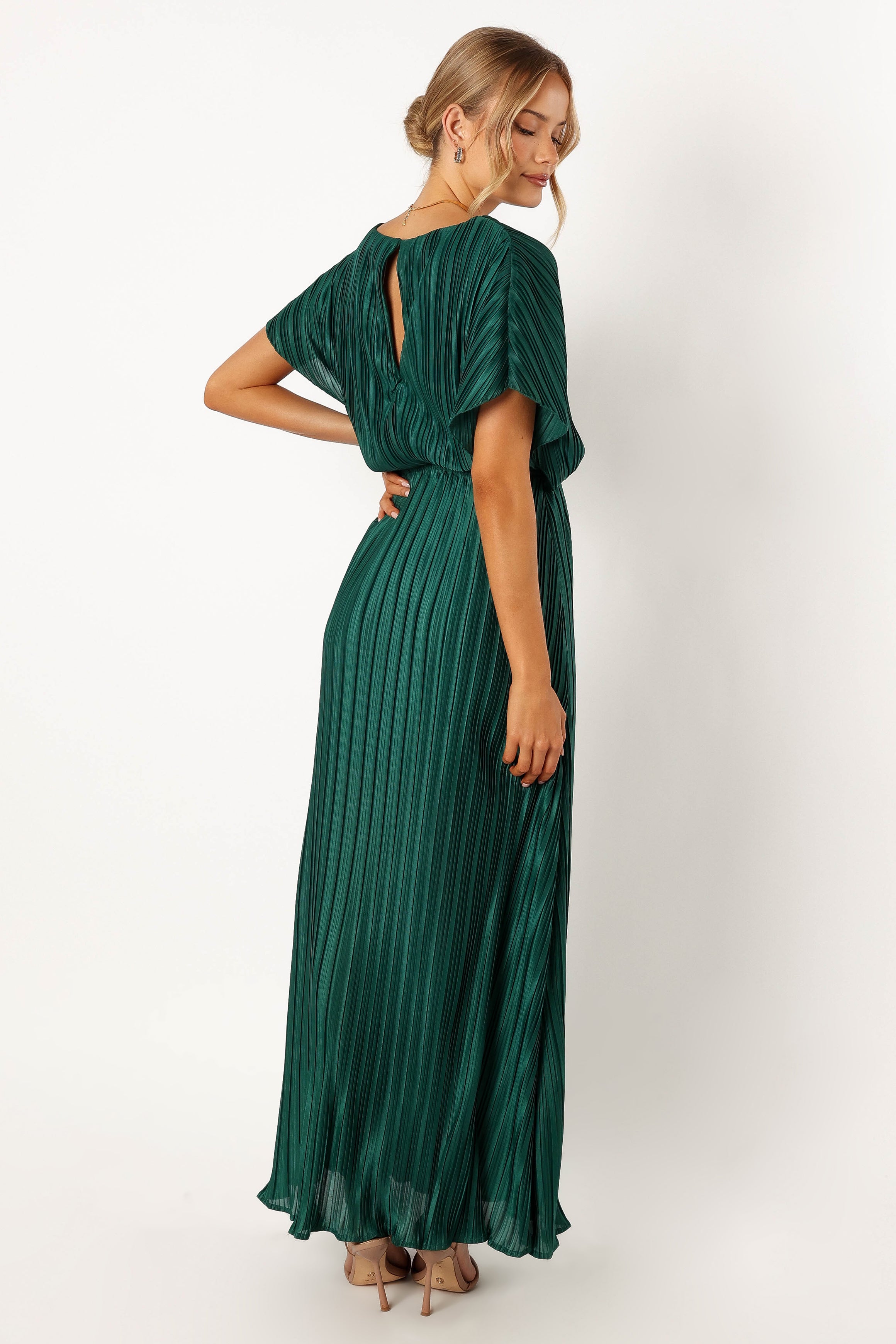 Neville Pleated Maxi Dress - Teal Green