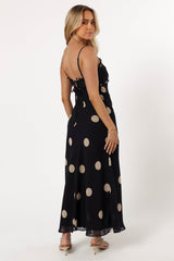 Ollie Midi Polka Dot Dress - Black/Cream