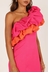 Phoebe One Shoulder Mini Dress - Pink/Orange