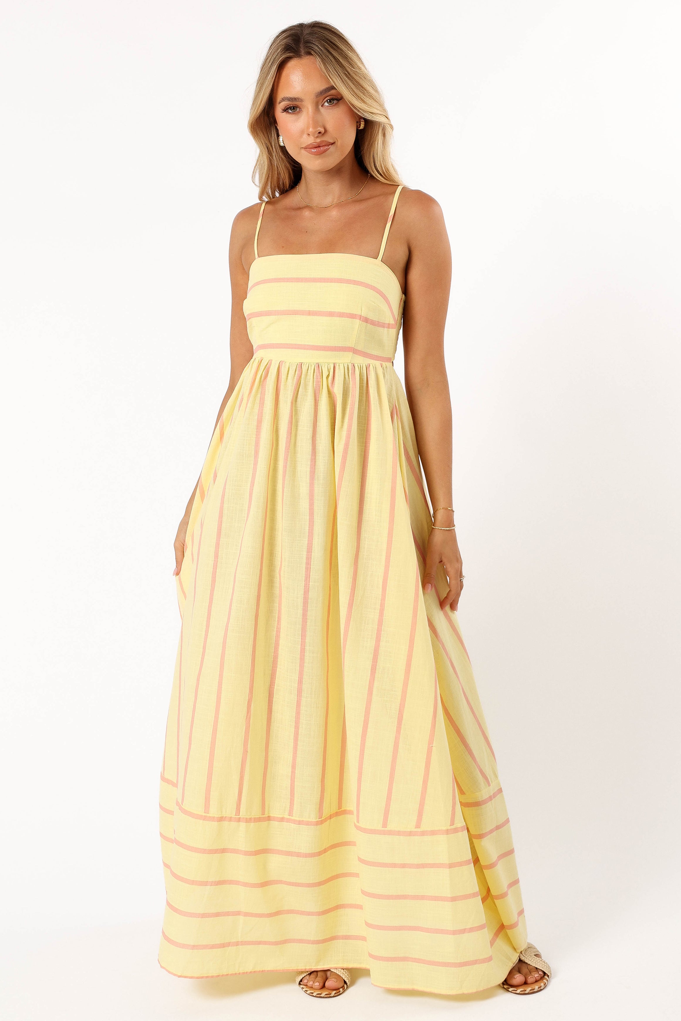 Pixie Maxi Dress - Yellow Pink Stripe