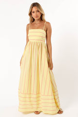 Pixie Maxi Dress - Yellow Pink Stripe