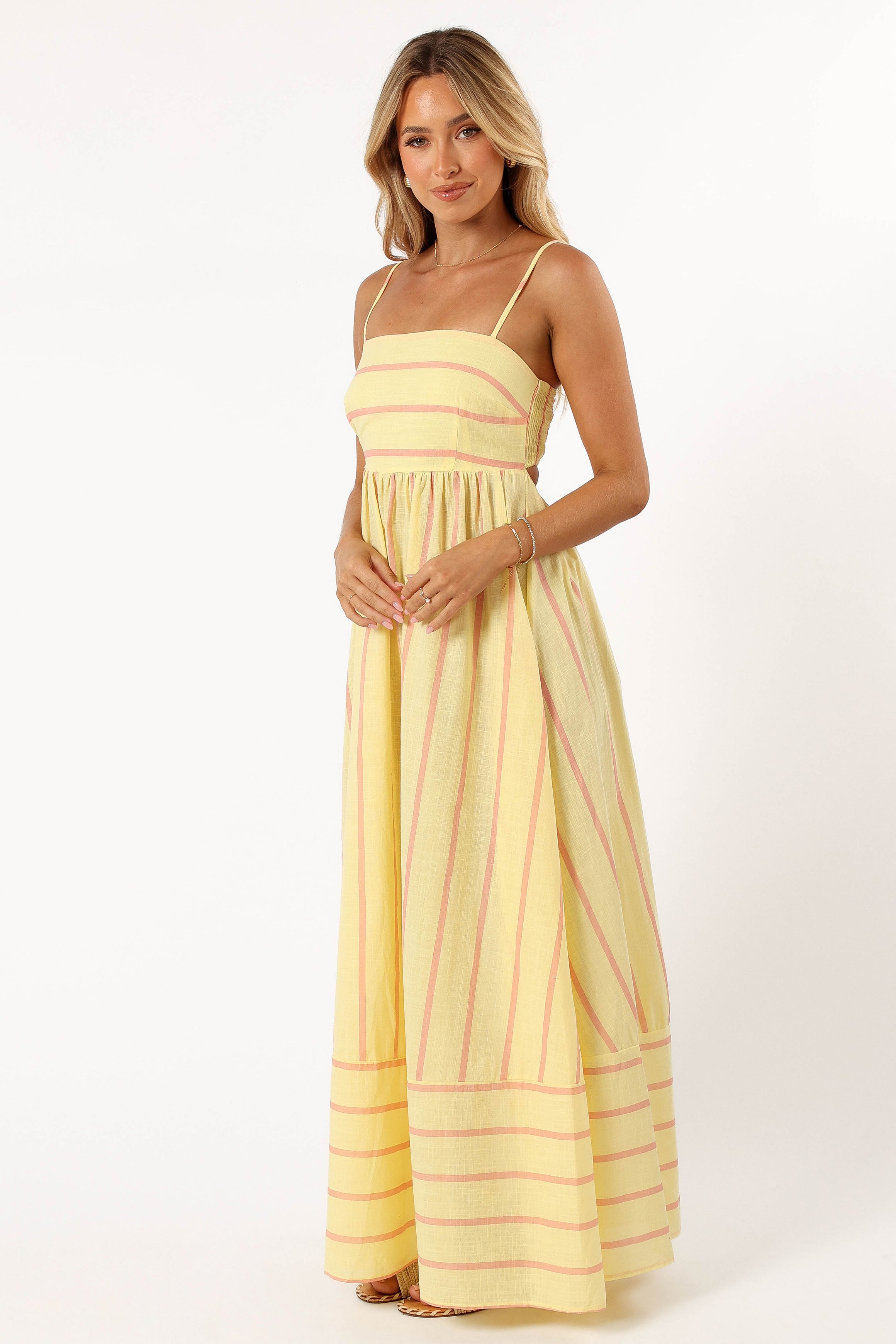 Pixie Maxi Dress - Yellow Pink Stripe