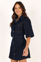 Hailey Denim Mini Dress - Dark Denim