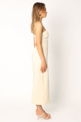 Rory Contrast Stitch Maxi Dress - Ecru
