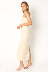 Rory Contrast Stitch Maxi Dress - Ecru