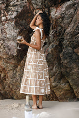 Sarelle Midi Dress - Tan Soleil Print