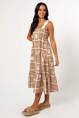 Sarelle Midi Dress - Tan Soleil Print