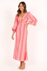 Senorita Long Sleeve Dress - Pink Stripe