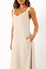 Sjon Contrast Strap maxi Dress - Oatmeal