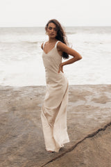 Sjon Contrast Strap maxi Dress - Oatmeal