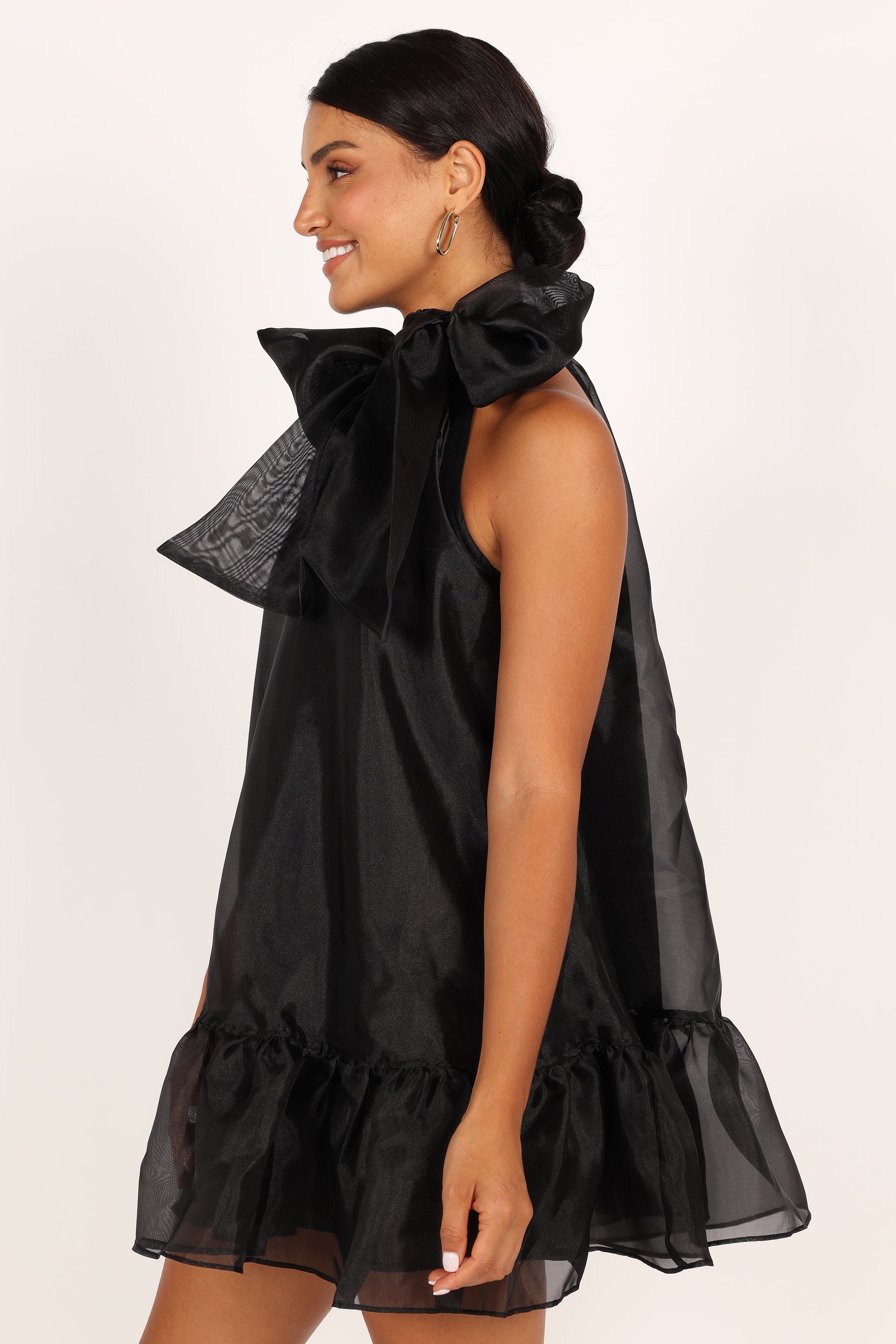 Sophia Bow Mini Dress - Black