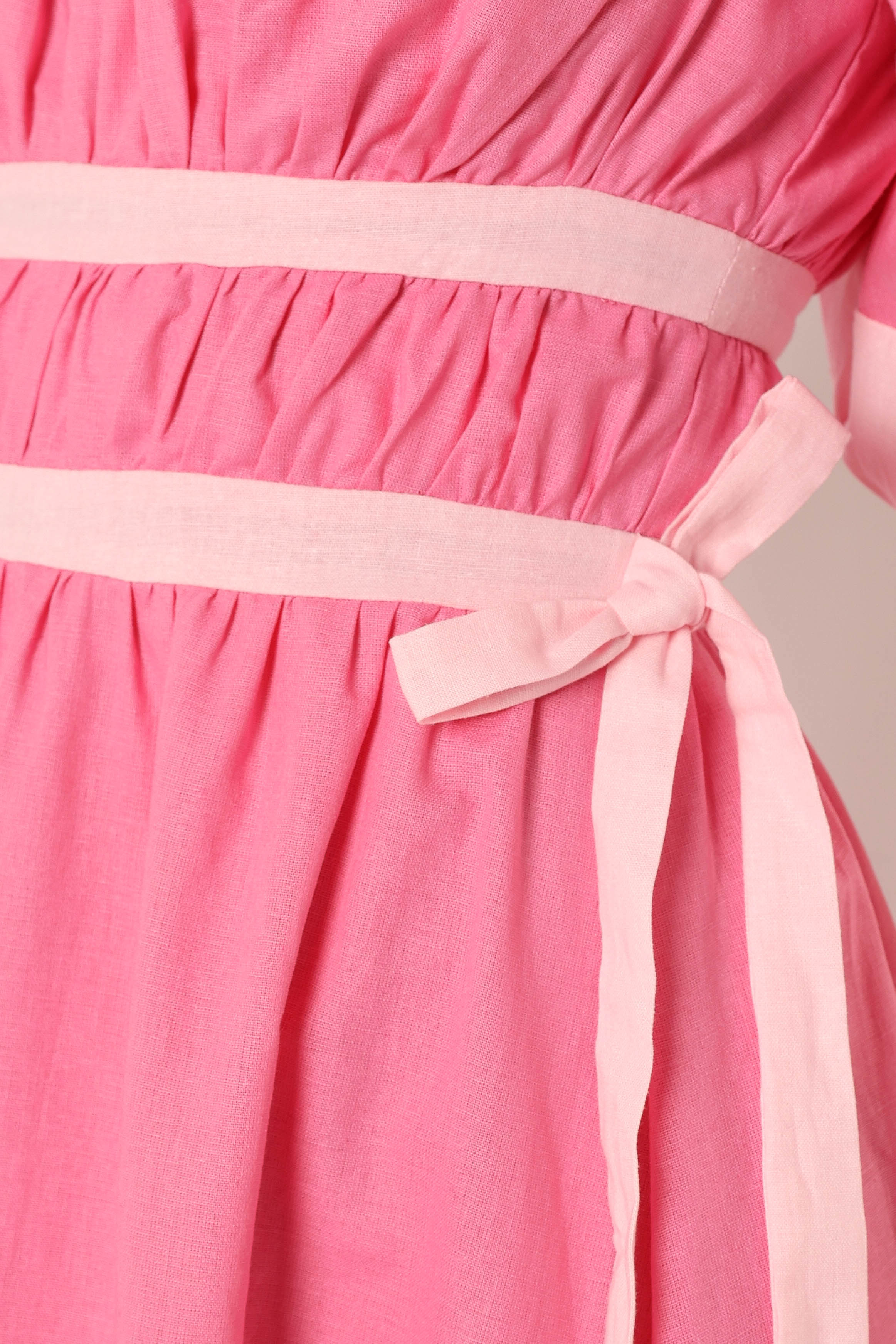 Tailor Off Shoulder Midi Dress - Pink