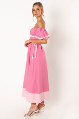 Tailor Off Shoulder Midi Dress - Pink