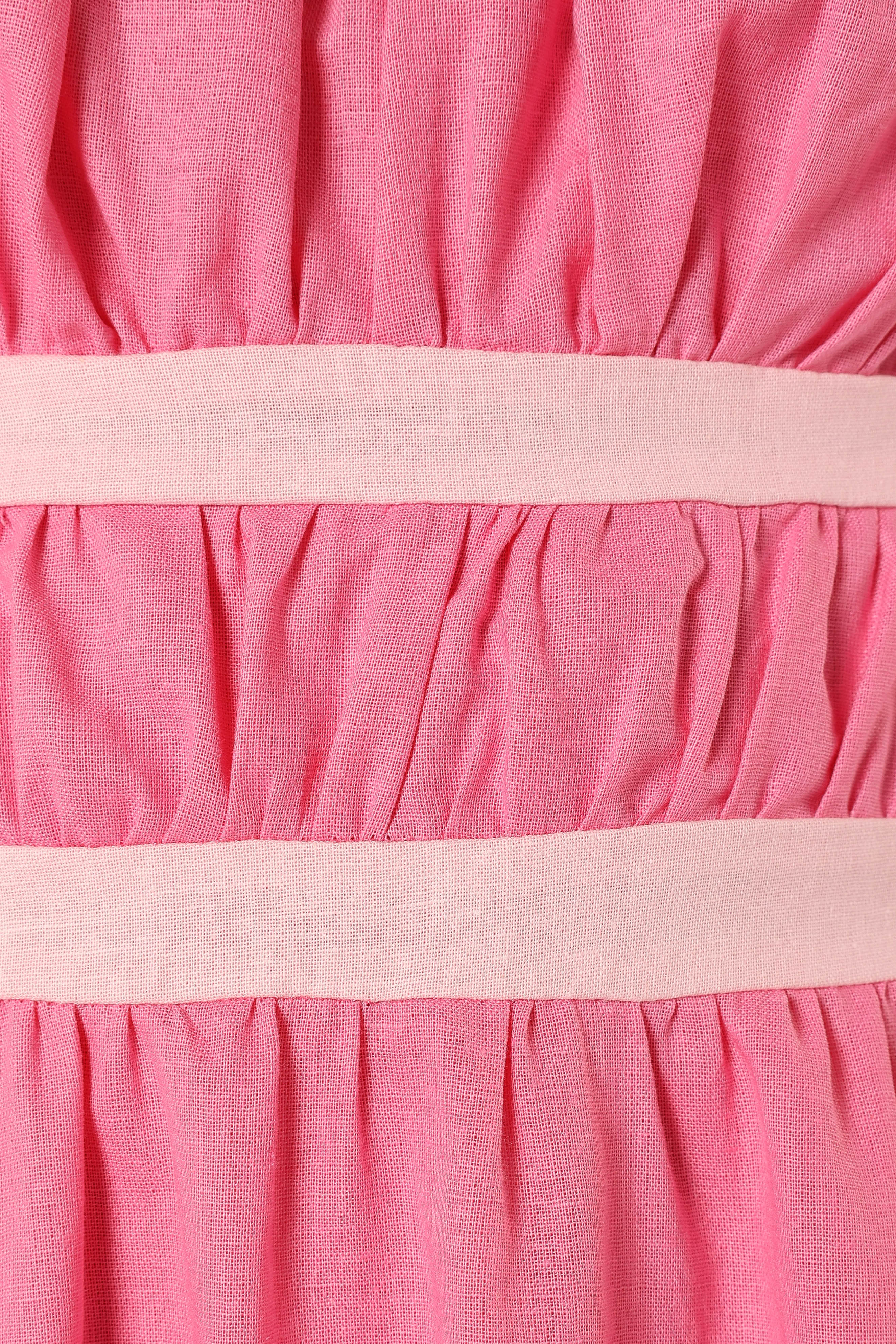 Tailor Off Shoulder Midi Dress - Pink