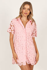 Tallie Button Up Mini Dress - Pink