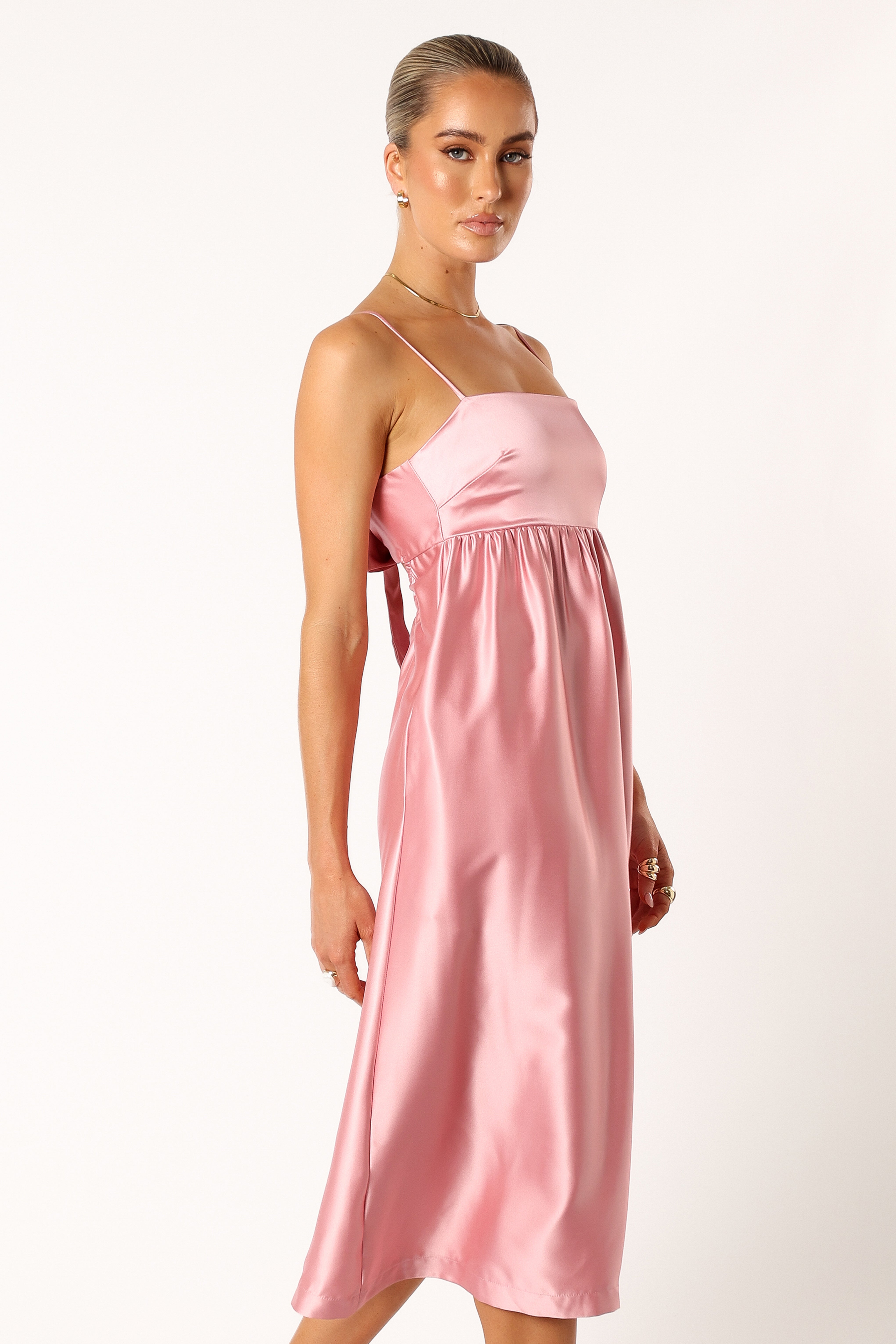 Teagan Bow Back Midi Dress - Soft Pink