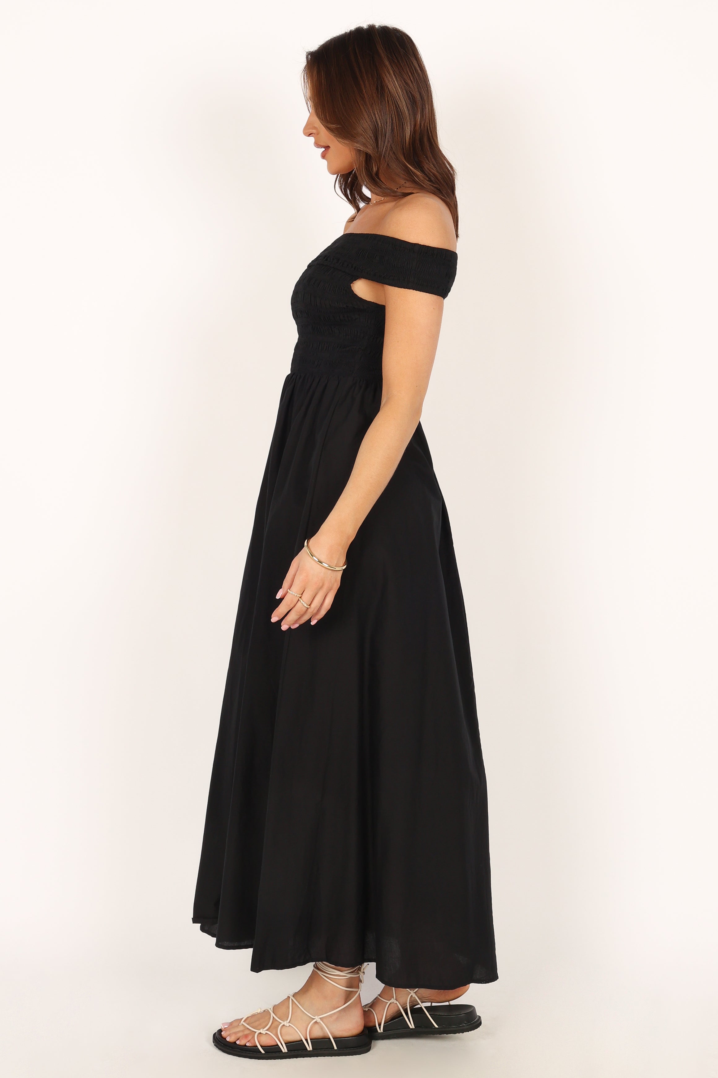 Tessa Off Shoulder Maxi Dress - Black