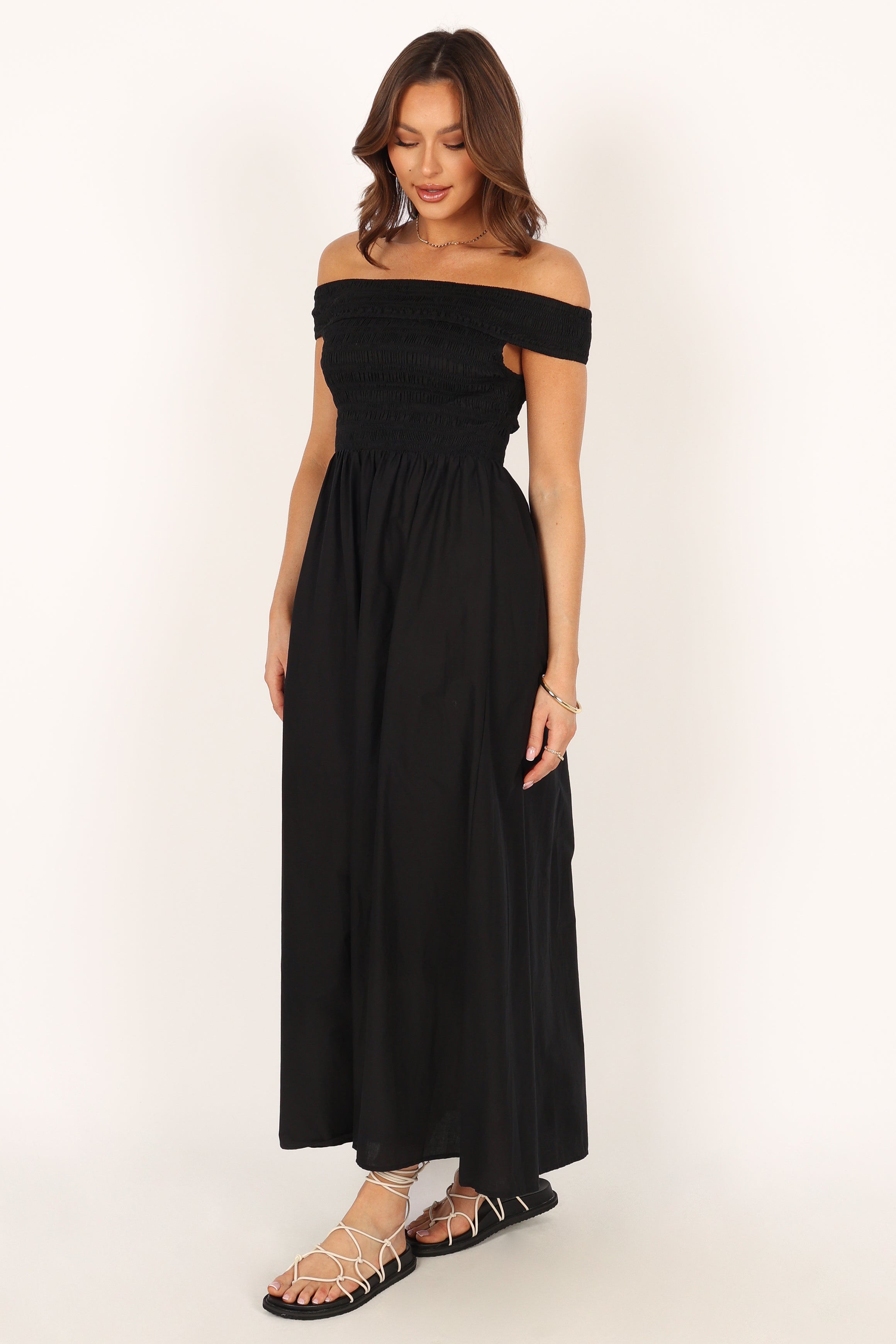 Tessa Off Shoulder Maxi Dress - Black